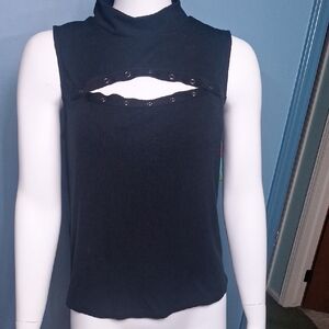 Sexy Torrid Black Cutout Tank Top Sultry Goth (See Measurements) L XL